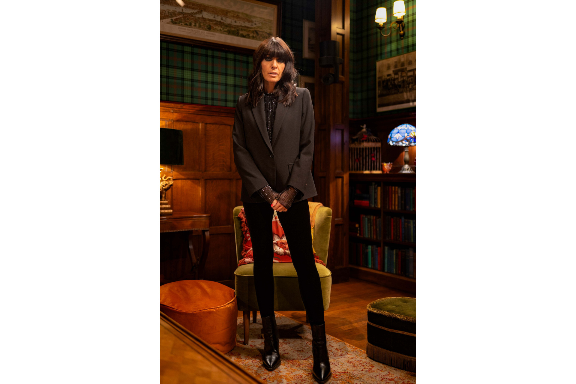 Claudia Winkleman in black