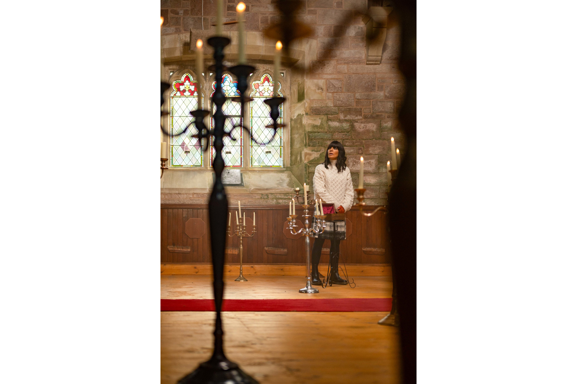 Claudia Winkleman in grand room