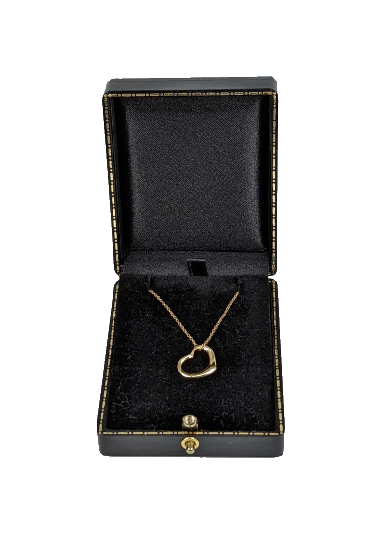 Gold heart necklace in box