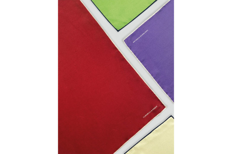 Cravate En Soie Turnbull & Asser London Occasion - 58 Pouces, Motif Géométrique Violet/vert, Fait Main En Angleterre
