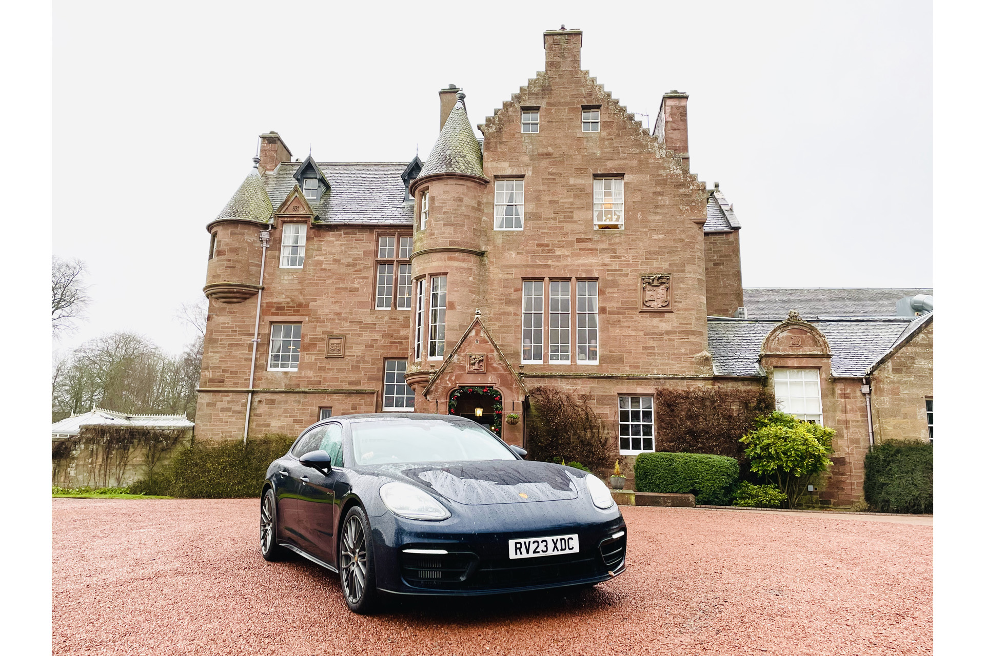 The Porsche in front of cringletie