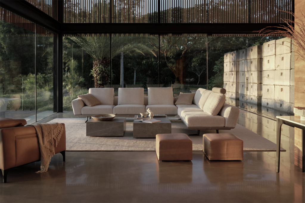 A modern sofa in an open plan living room