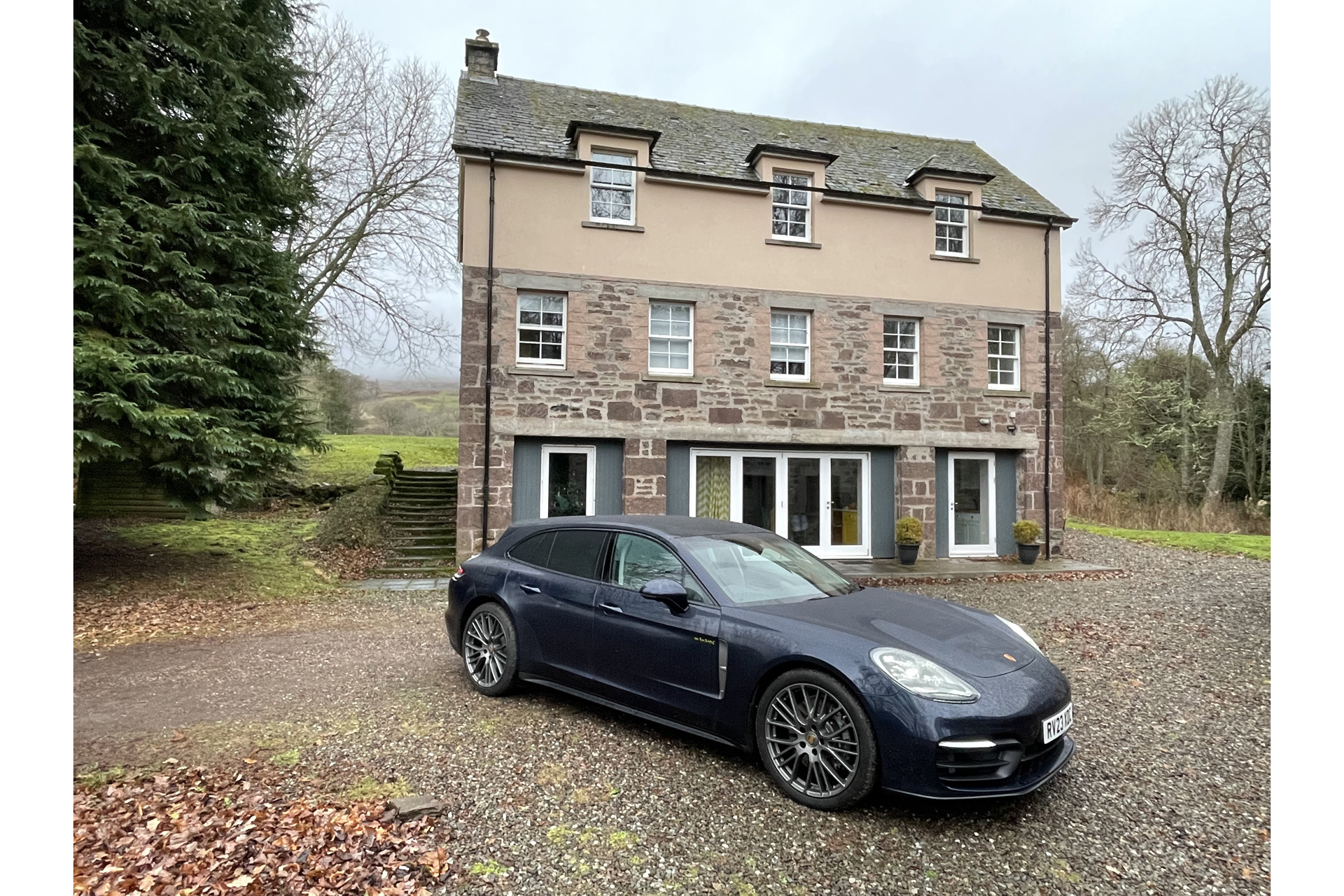 The Porsche outside The Monzie Estate