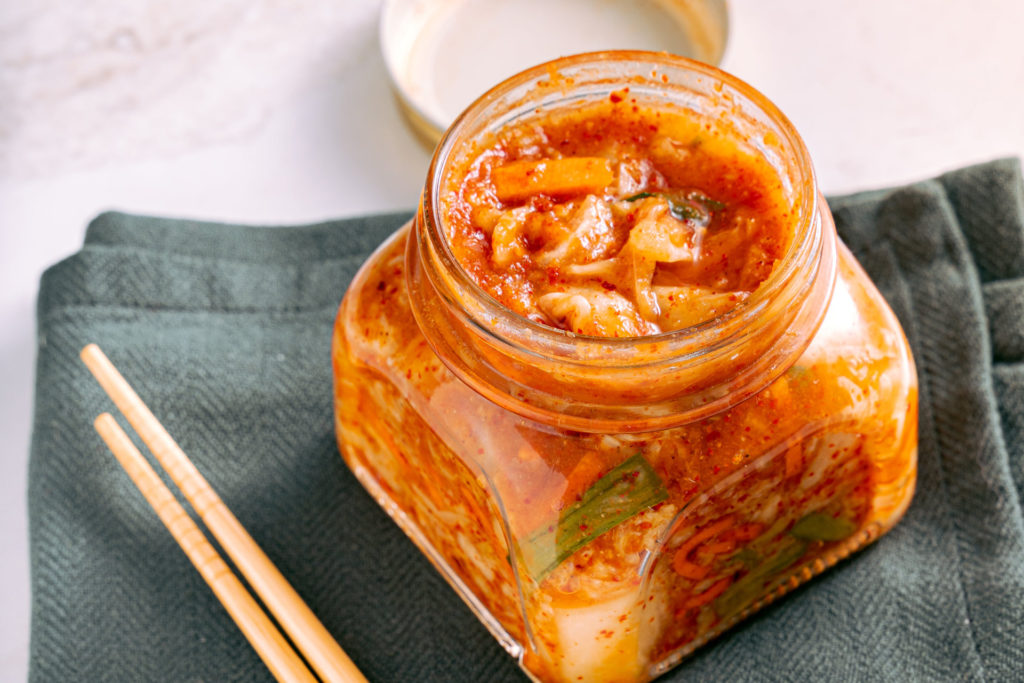 A jar of kimchi