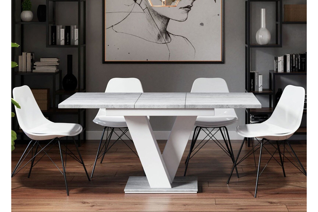 A grey dining room table