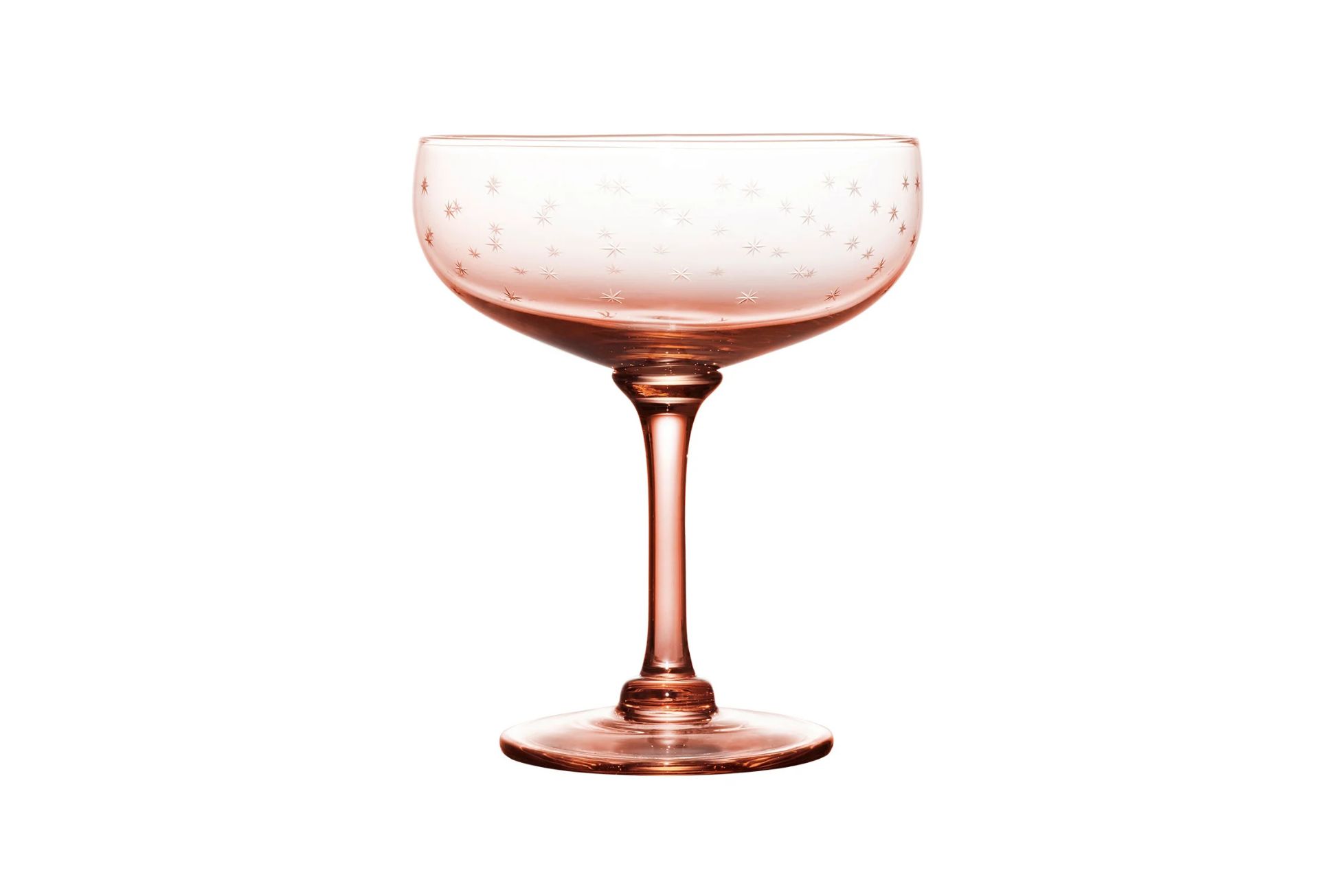 Rose crystal champagne coupe with star design