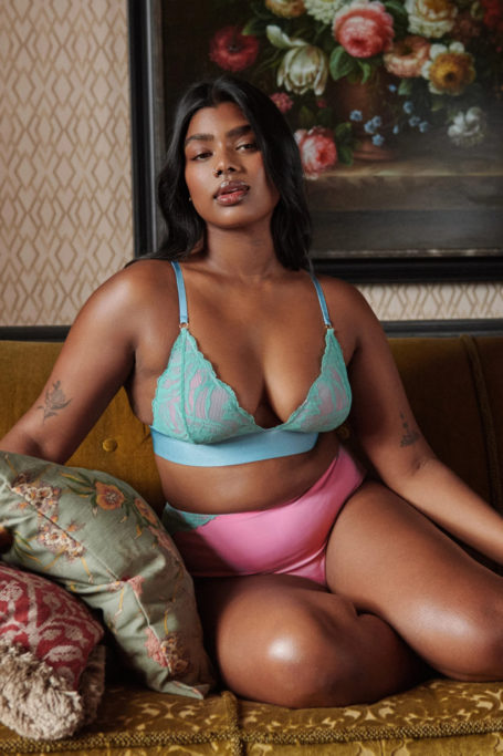 Model in British lingerie brand Dora Larsen