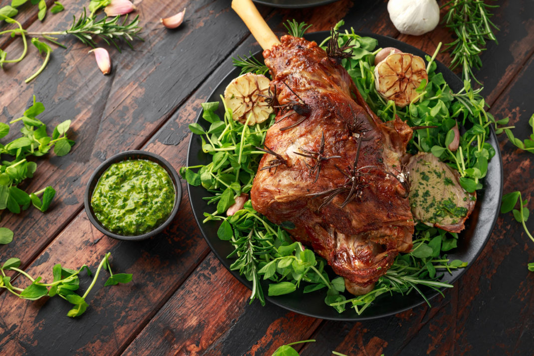 Lamb with mint sauce