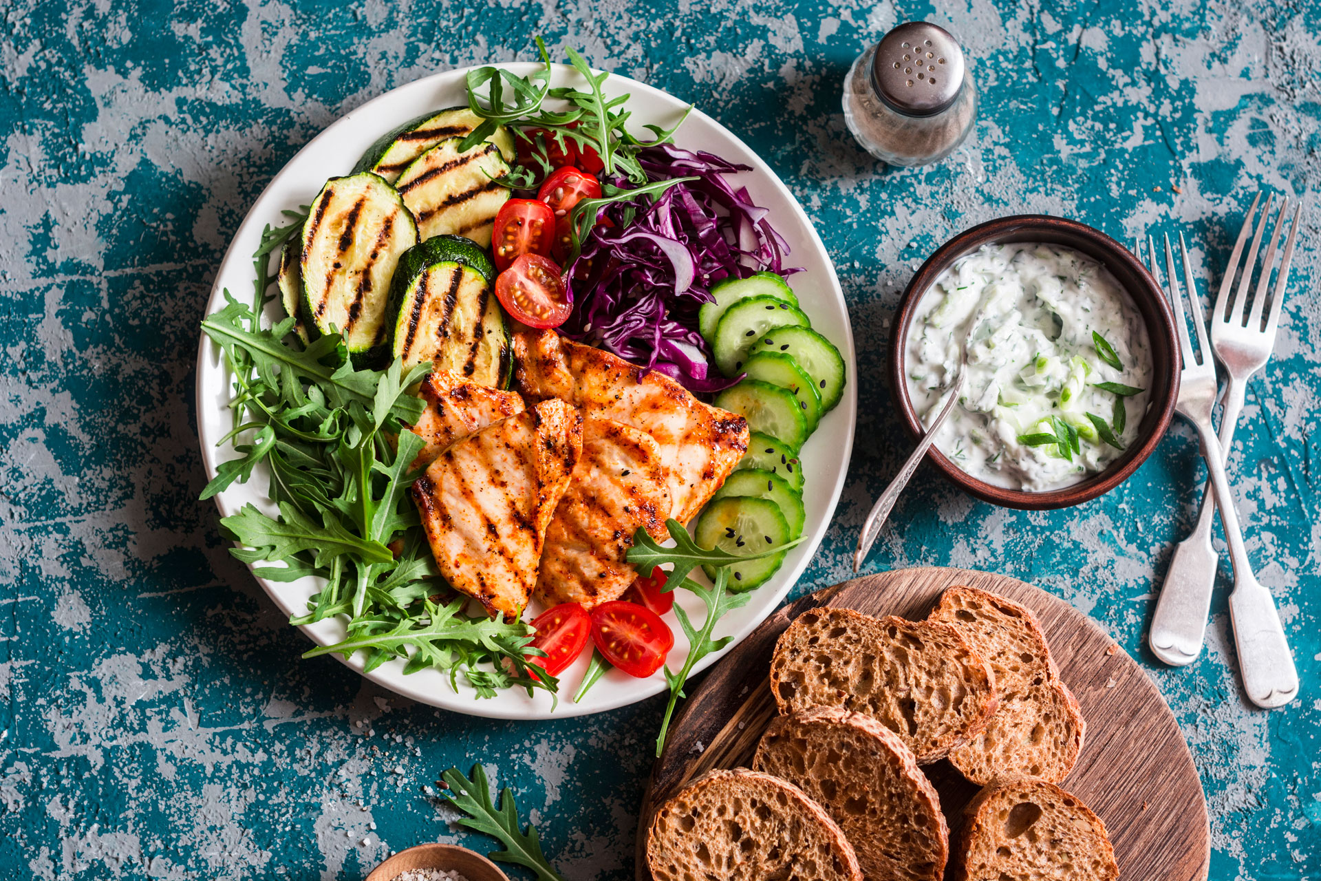 Chicken salad and bread