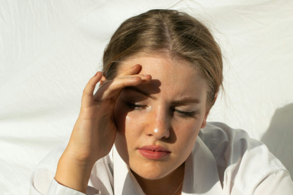 Woman with light on her face