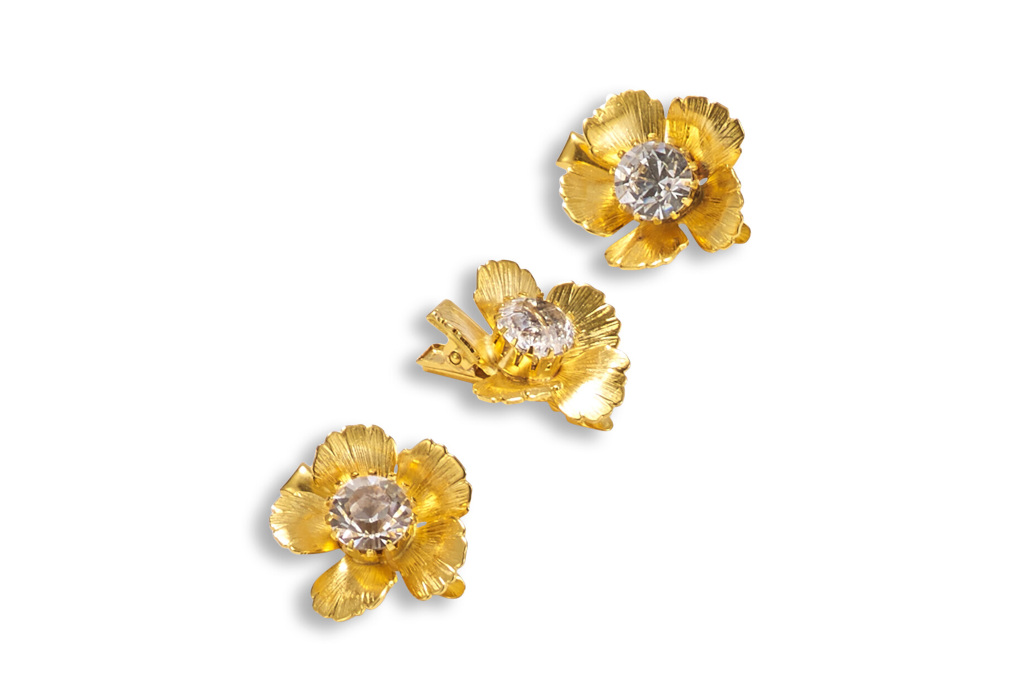 Gold floral hair clips