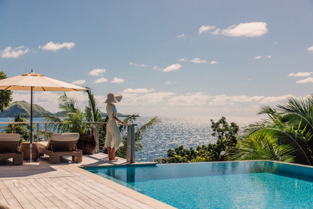 A pool overlooking the sea at Kokomo Private Island