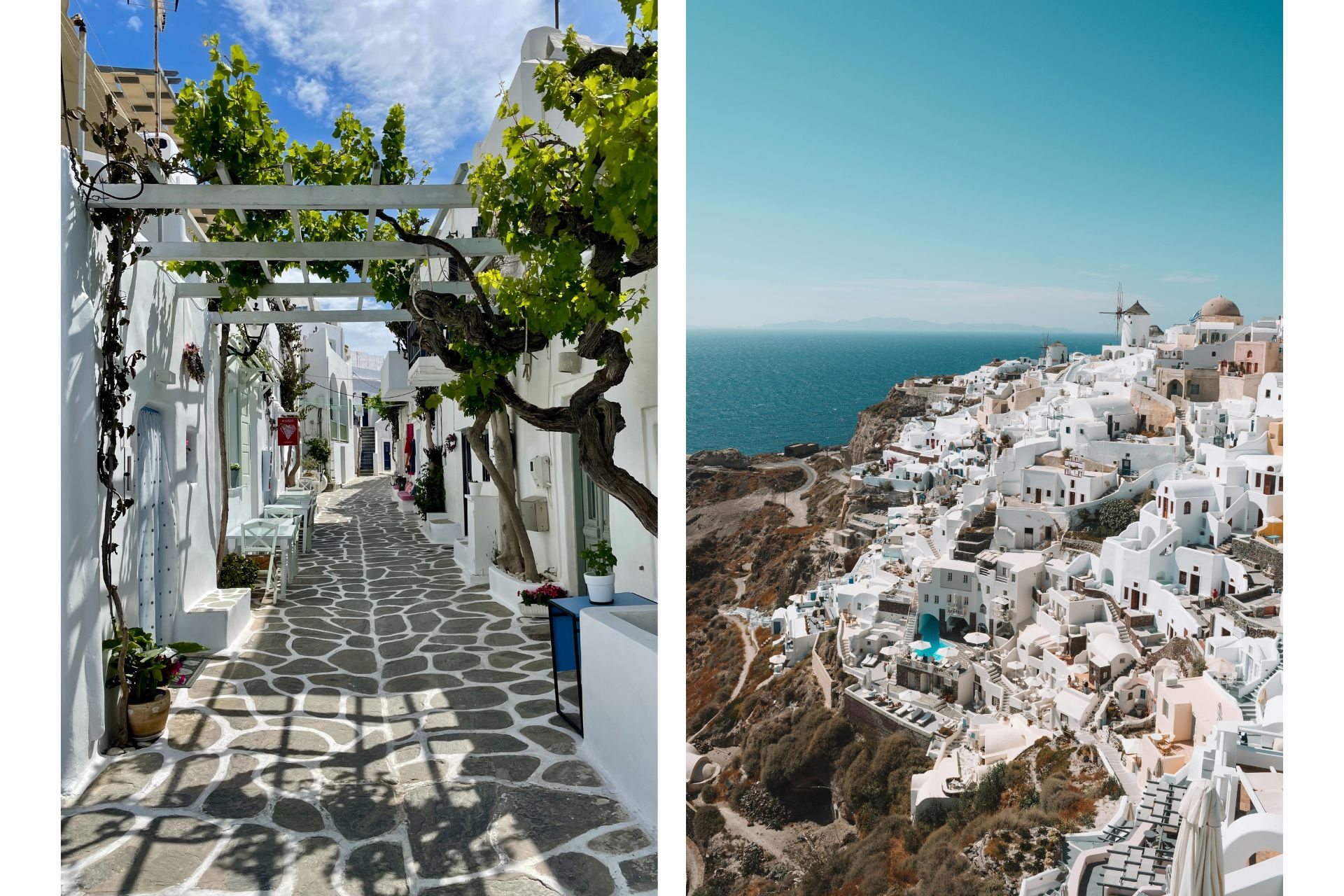 Paros (left) is a dupe for Santorini (right)