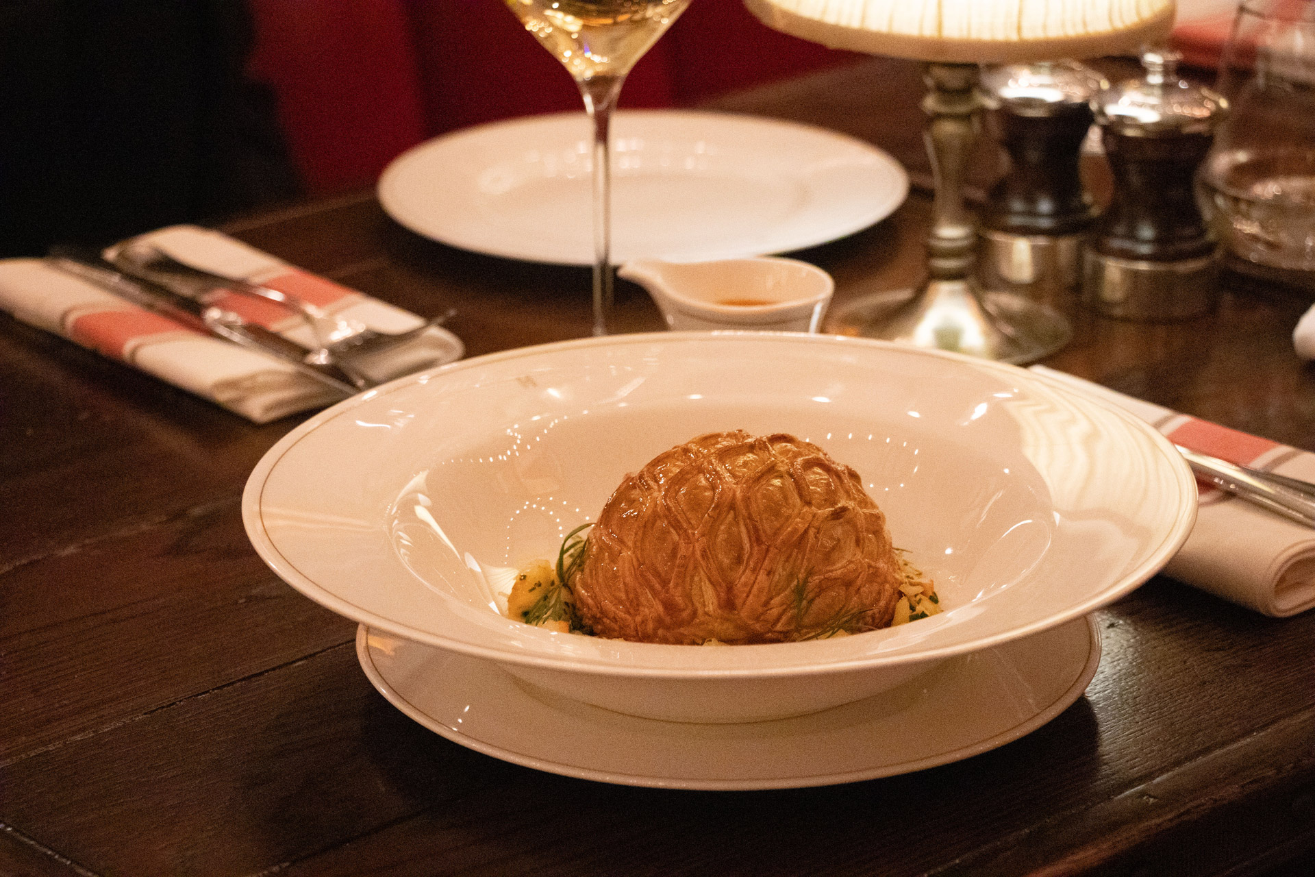 Scallop and lobster pie at Rosewood London