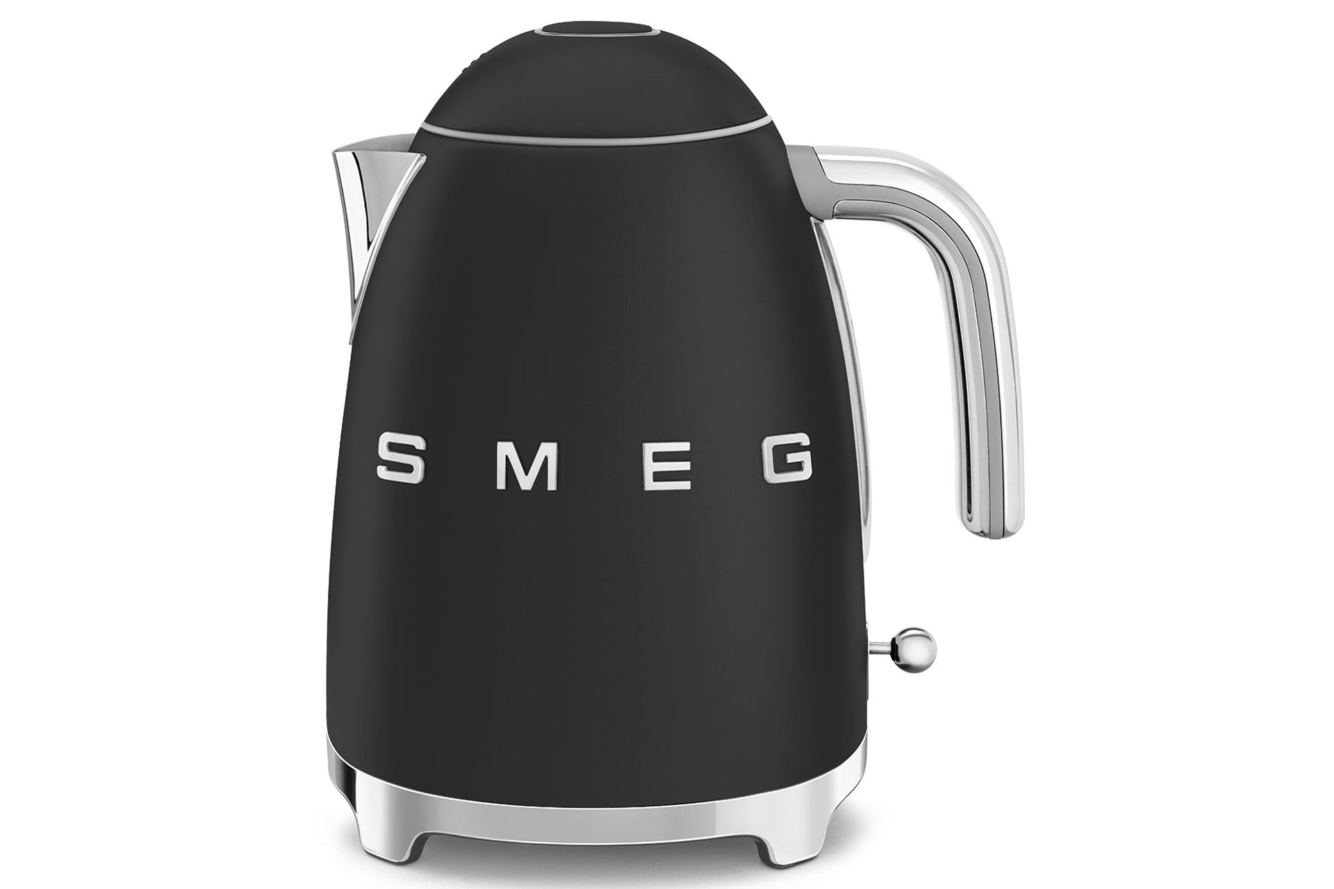 Black SMEG kettle with silver hardware