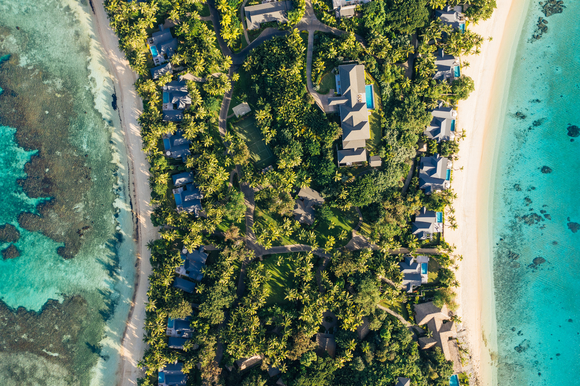 An aerial shot of Kokomo Private Island