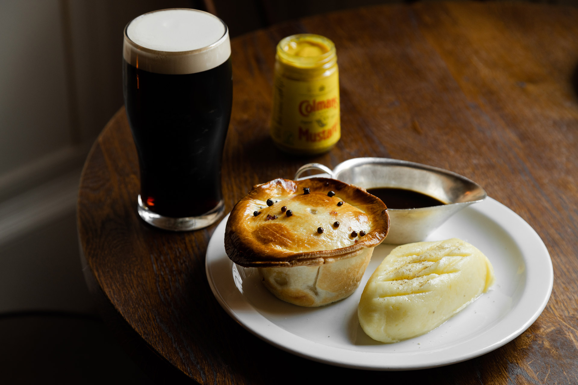 Pie, mashed potato and a pint