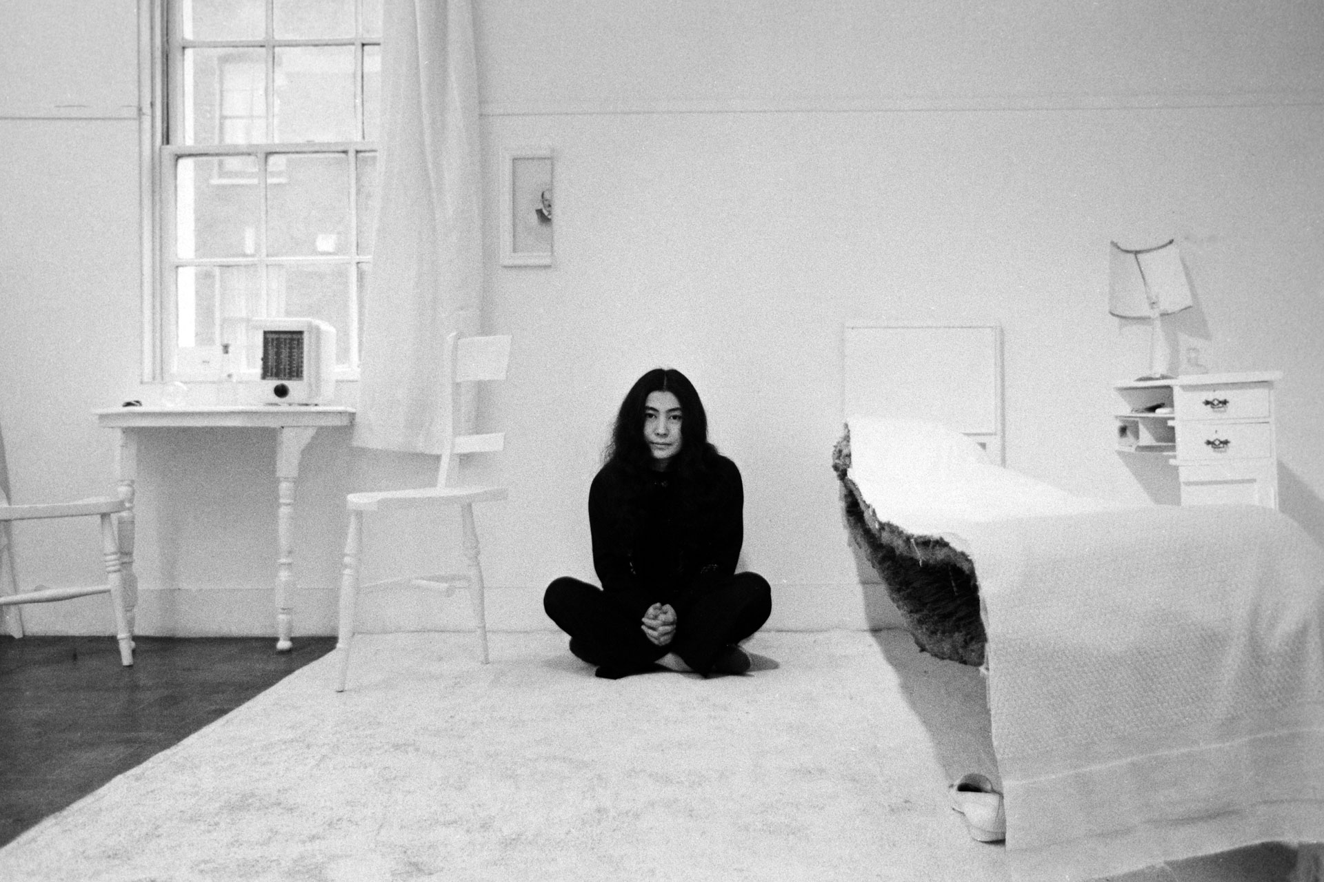 Yoko Ono with Half-A-Room 1967 from HALF-A-WIND SHOW, Lisson Gallery, London, 1967. Photo © Clay Perry