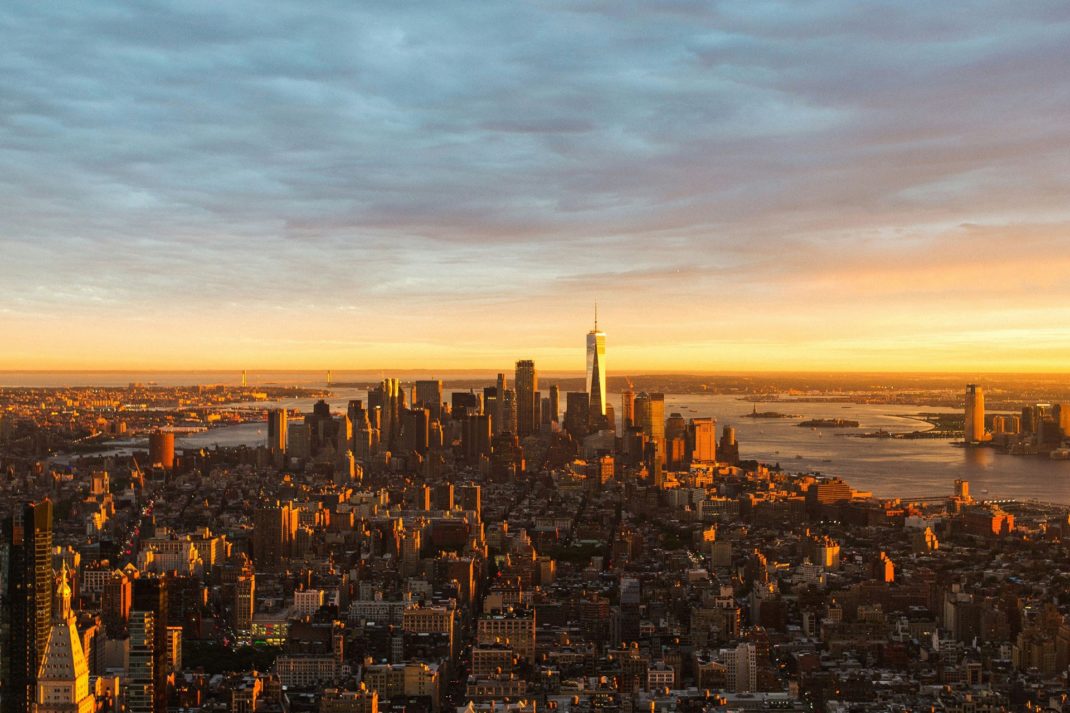 New York skyline at sunset