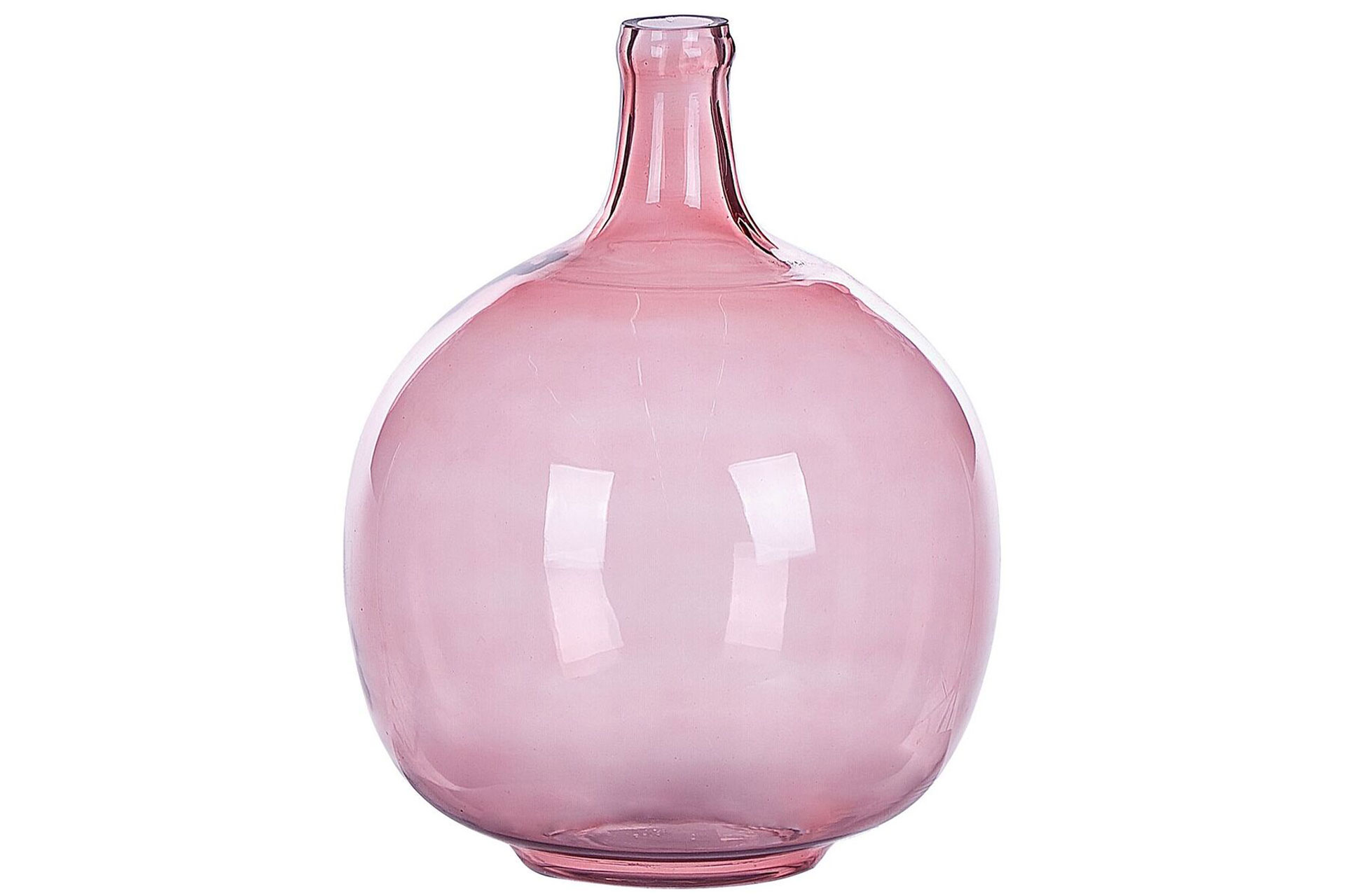 Round pink bud-shaped glass vase