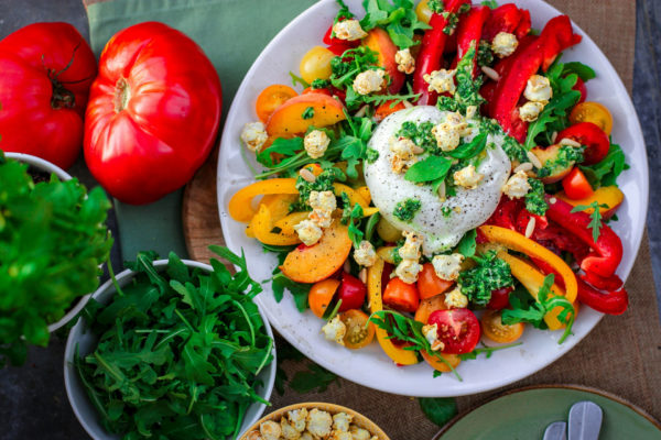 A plate of colourful vegetables