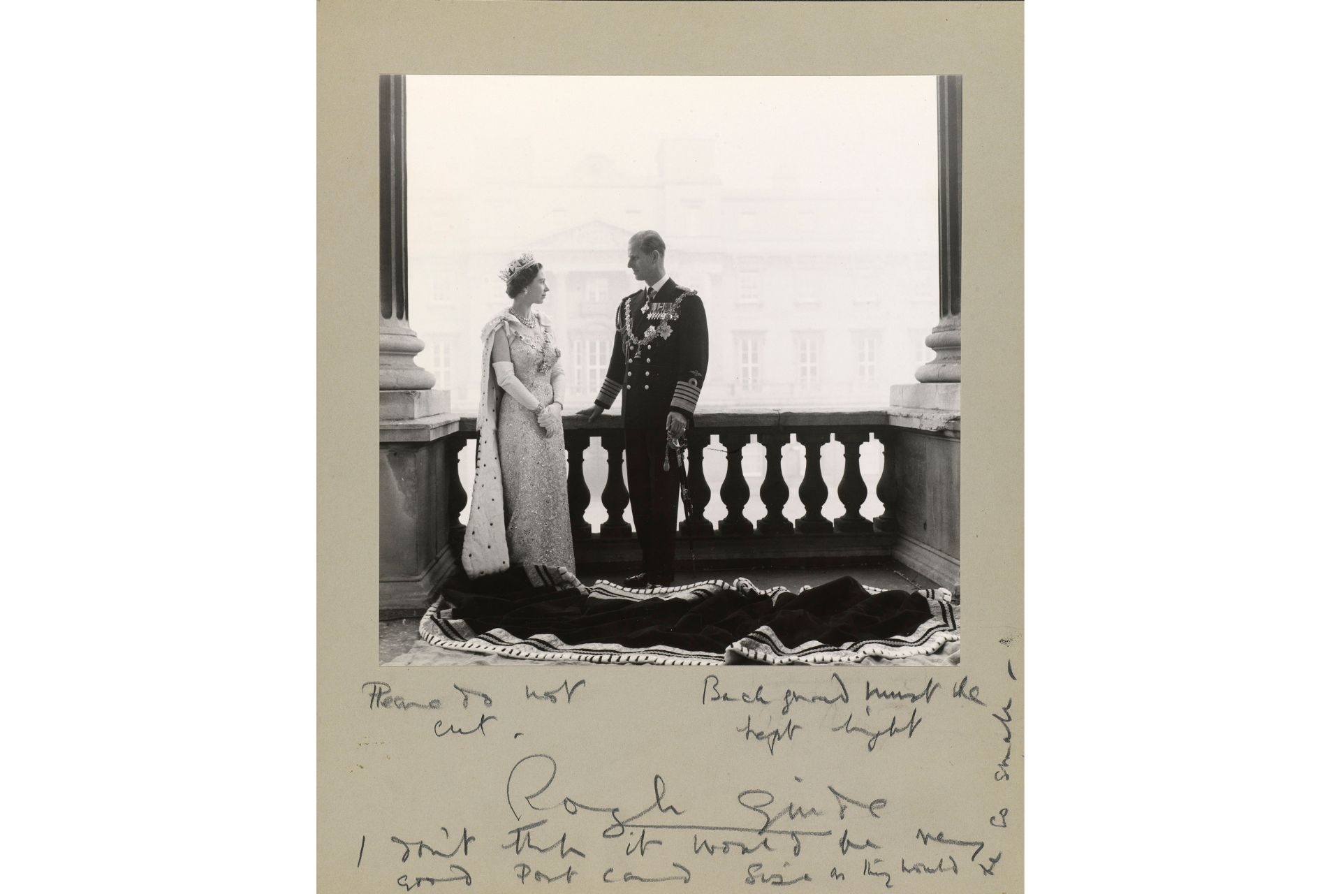 An annotated photograph of the late Queen Elizabeth II and Prince Philip