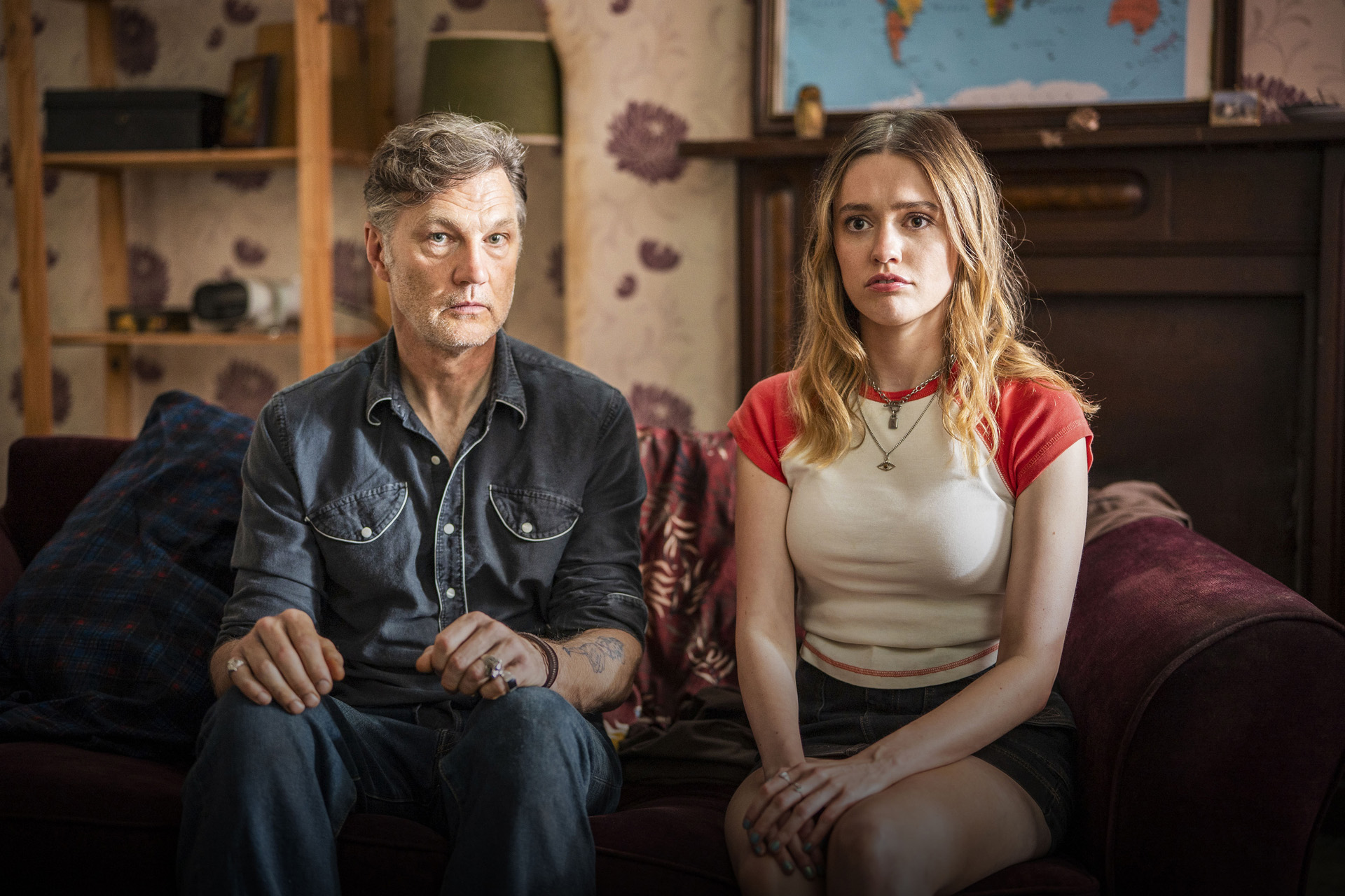 Gemma (Aimee Lou Wood) and Malcolm (David Morrissey) in Daddy Issues