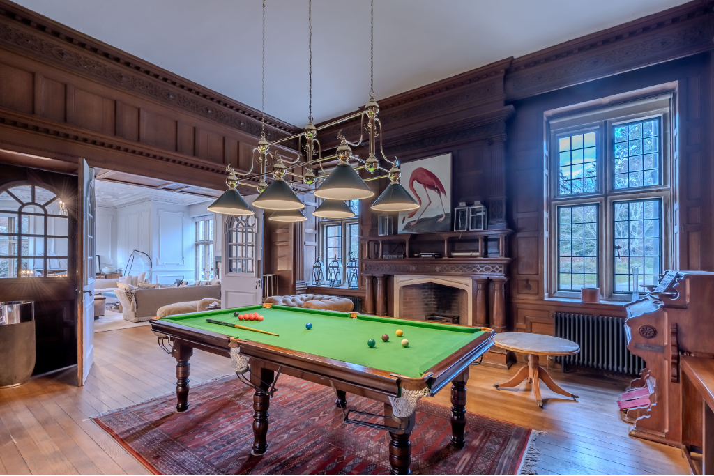 Wood panelled billiards room
