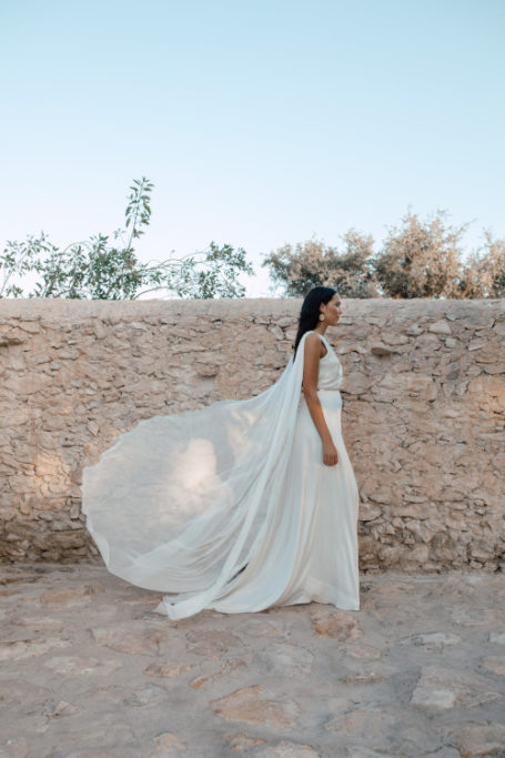 Woman walking in floaty gown
