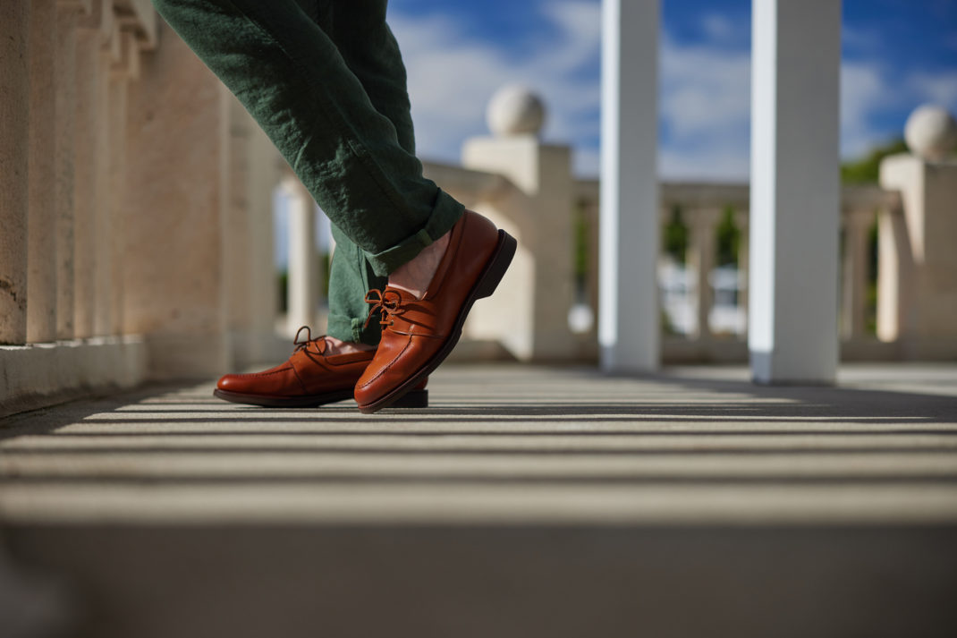 Close up of feet in Crockett & Jones SS24 shoes