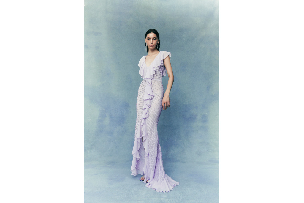 Woman in purple dress
