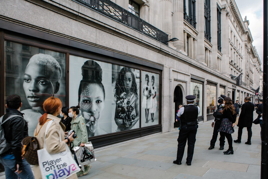 One Love by Delphine Diallo (2021), a public art exhibition on Regent Street, commissioned by the Crown Estate;