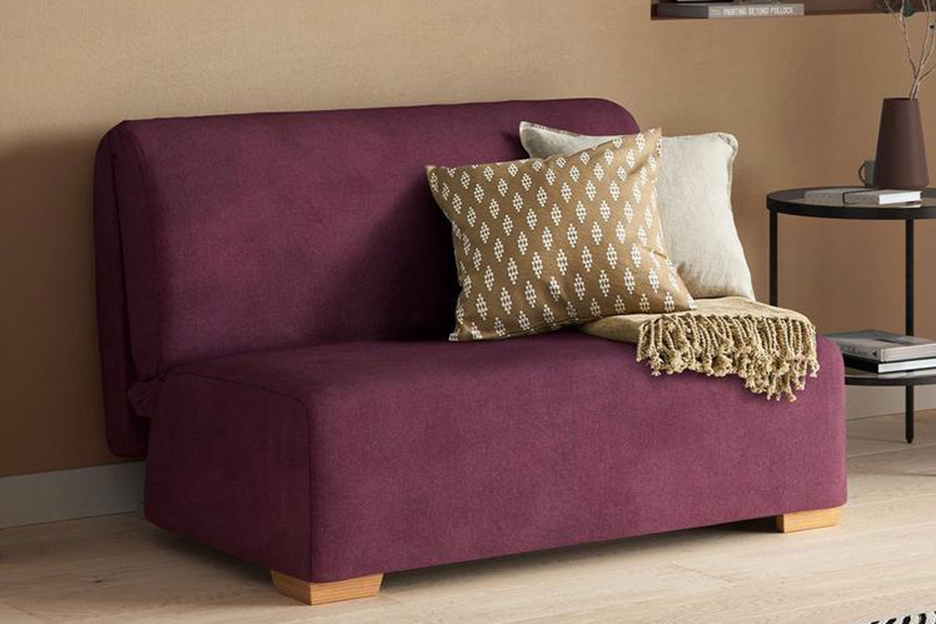 Small purple velvet sofa bed