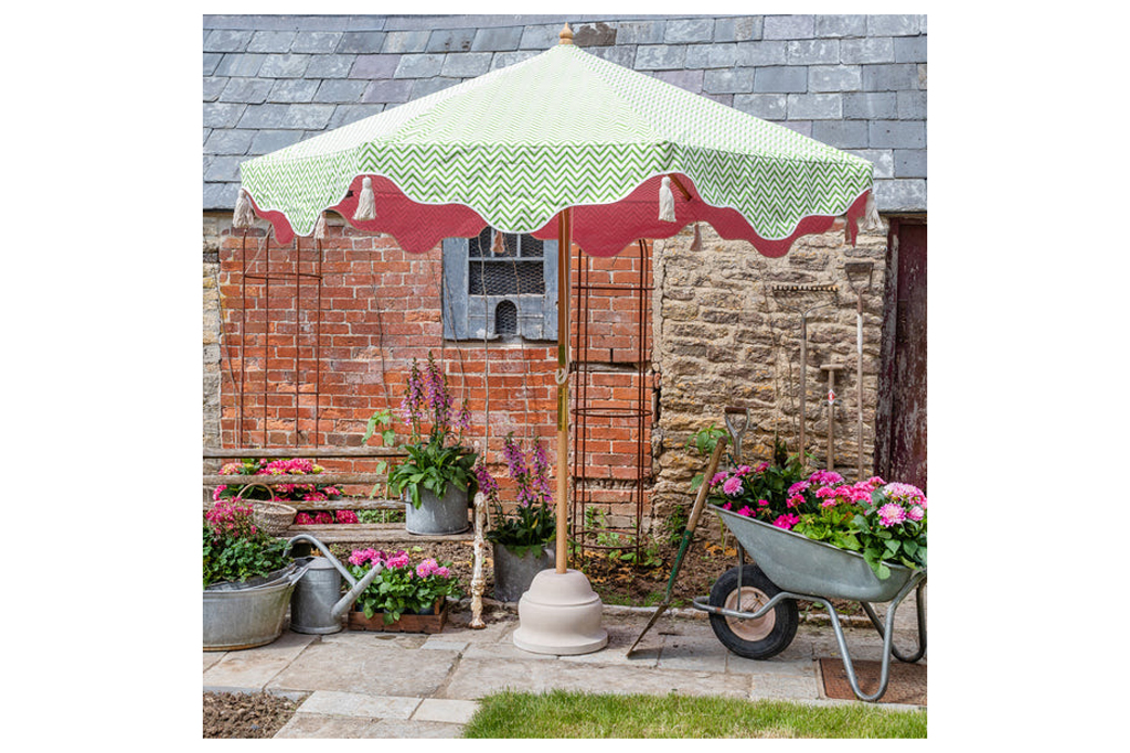 A green and pink parasol