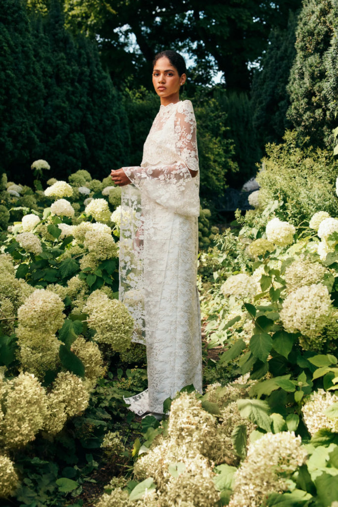 Woman in lace dress