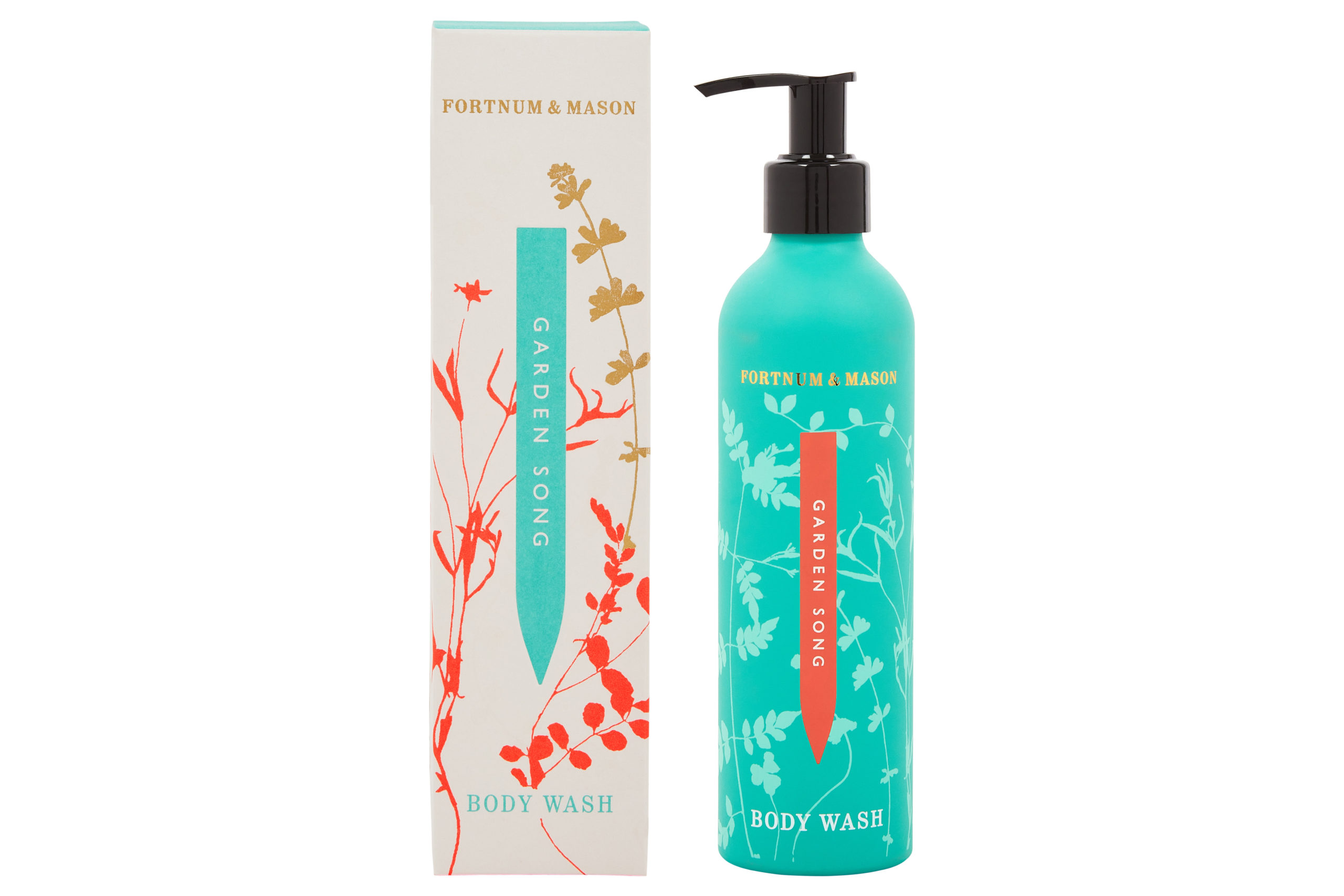 Seafoam green body wash with floral design