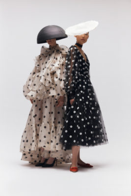 Women in polka dot dresses