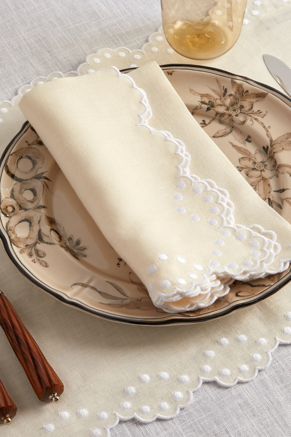 Lace linens on neutral plate