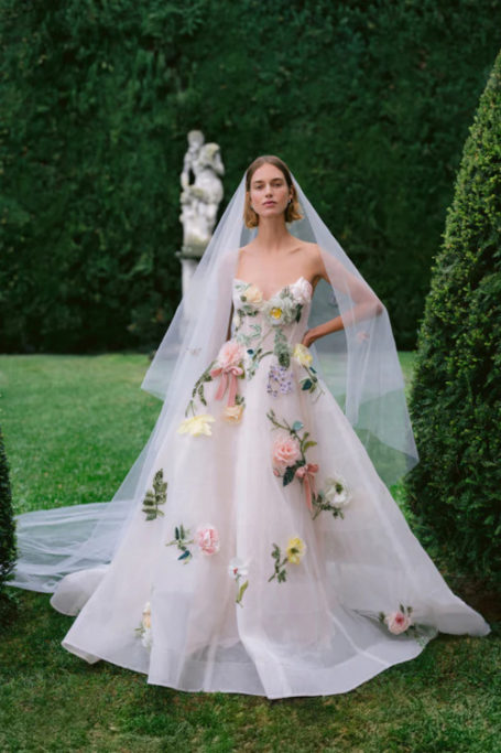 Woman in floral gown