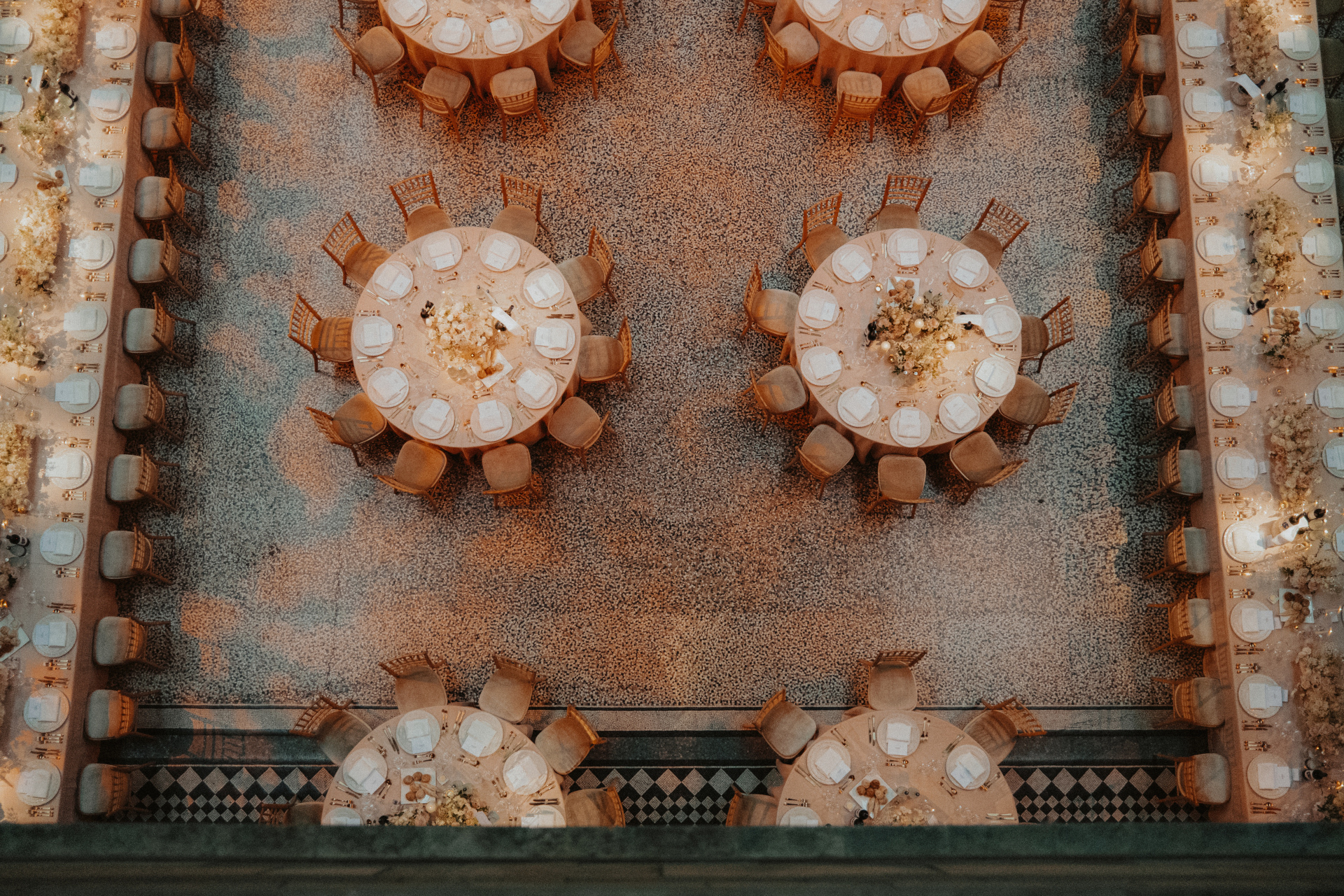 Wedding tables in the Natural History Museum