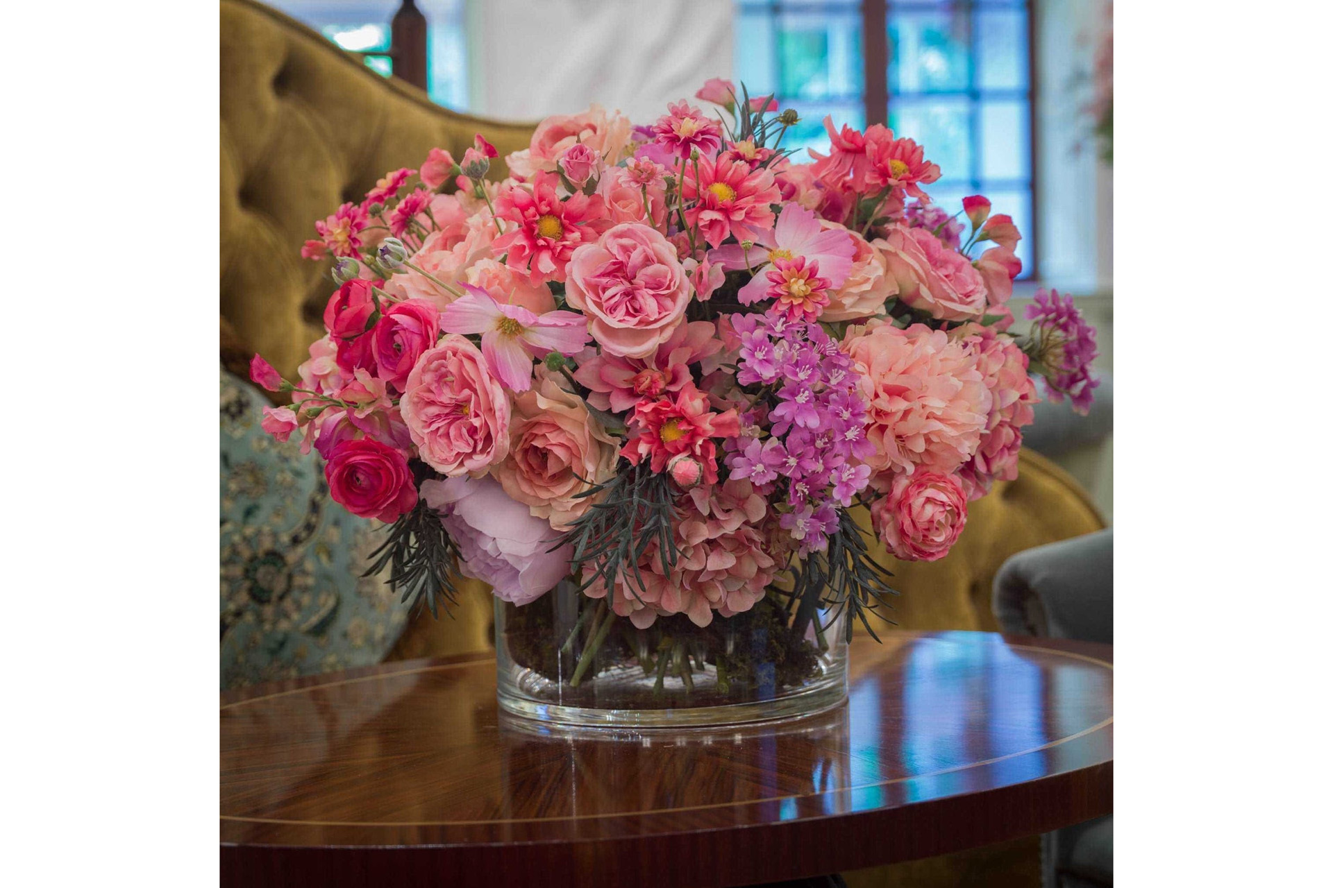 Faux pink flowers