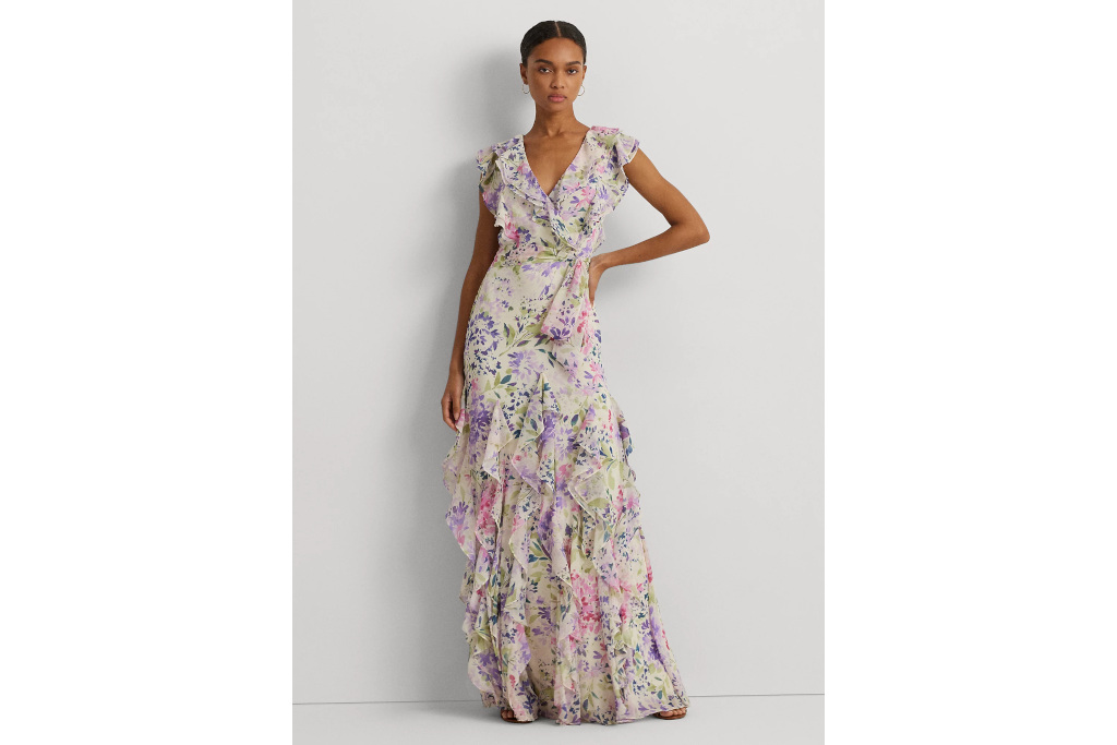 Woman in floral gown