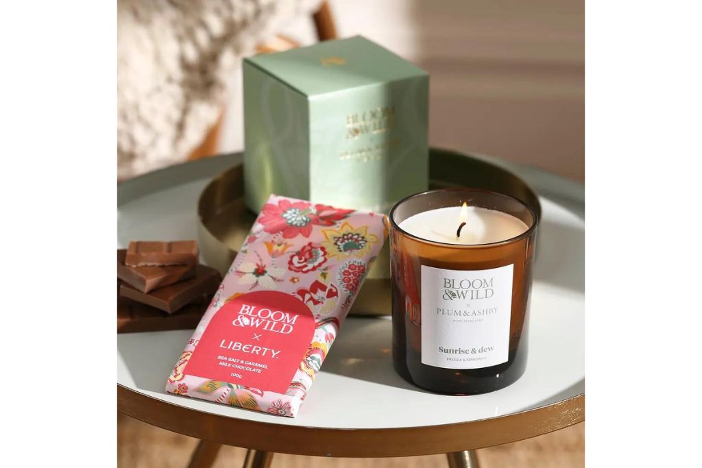 A candle and a chocolate bar