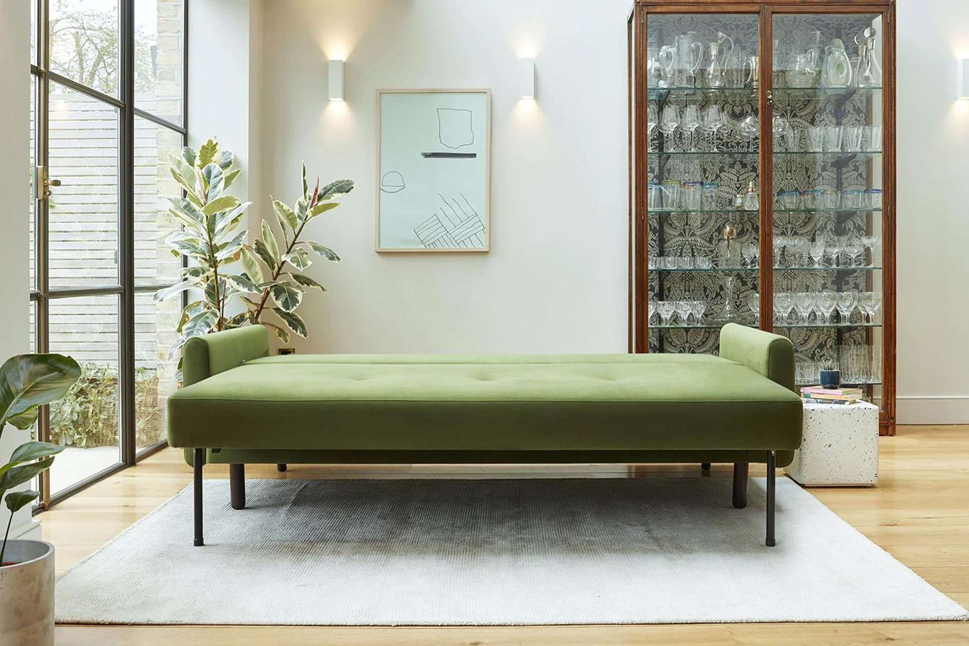 Green velvet sofa bed