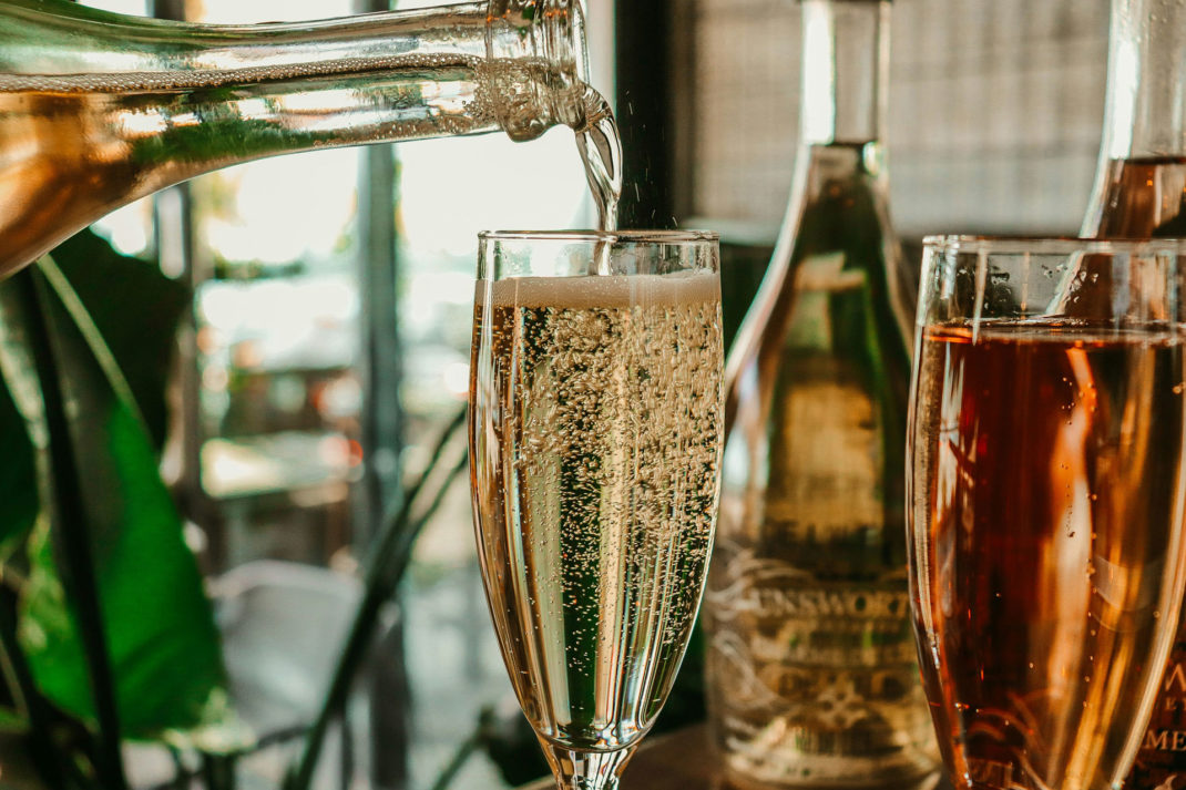 Sparkling wine being poured