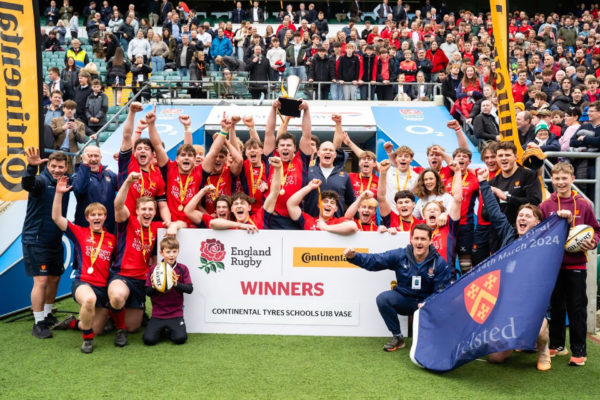Felsted U18 rugby team celebrating their win