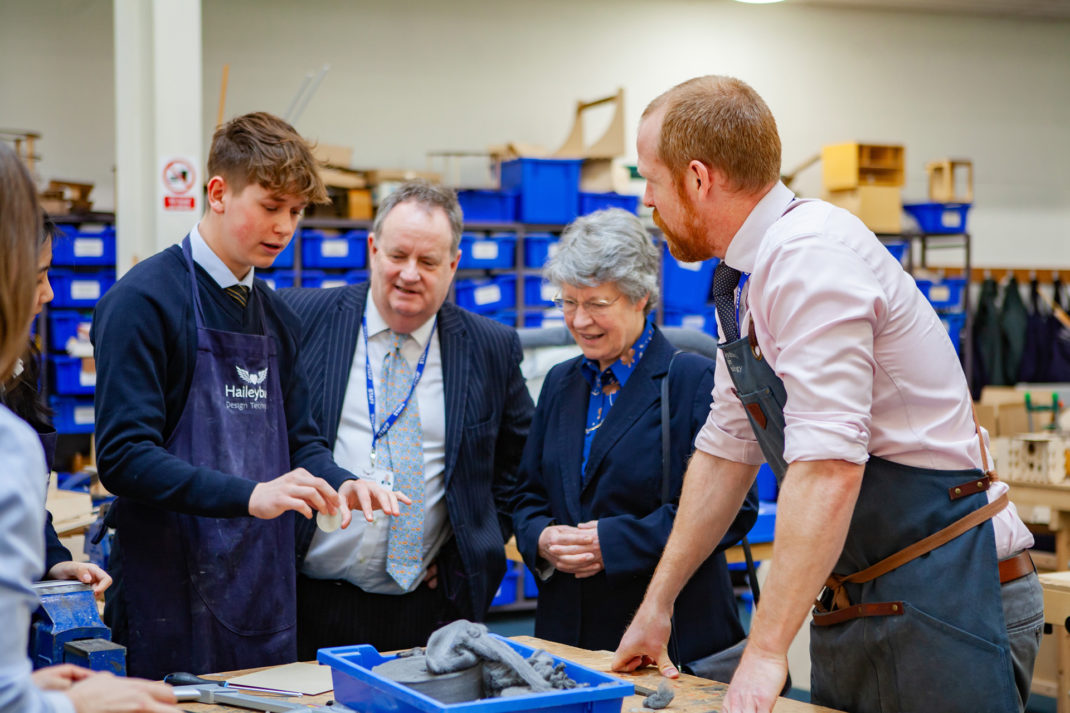 Pupils working in the new building