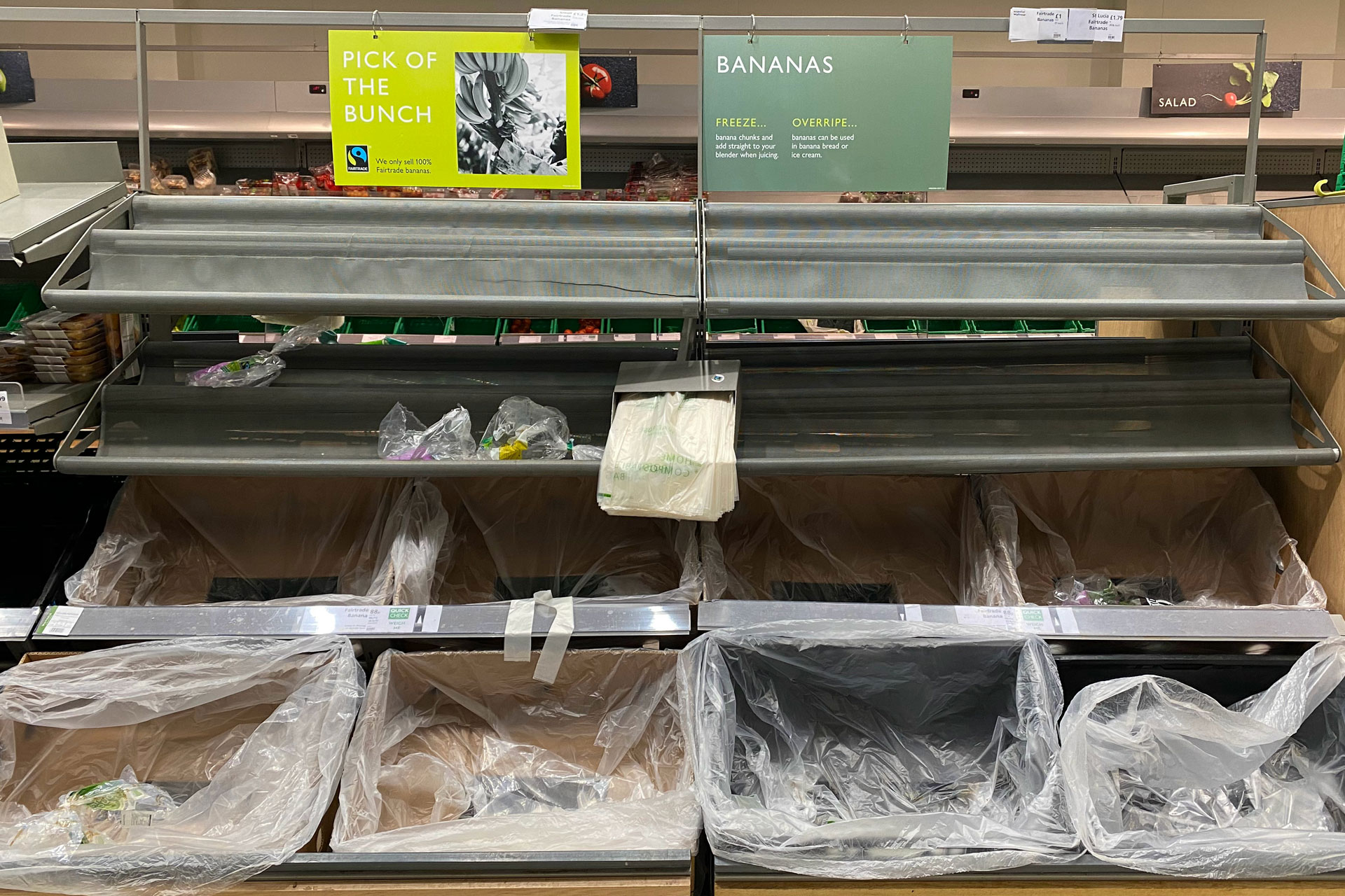 Empty supermarket shelves