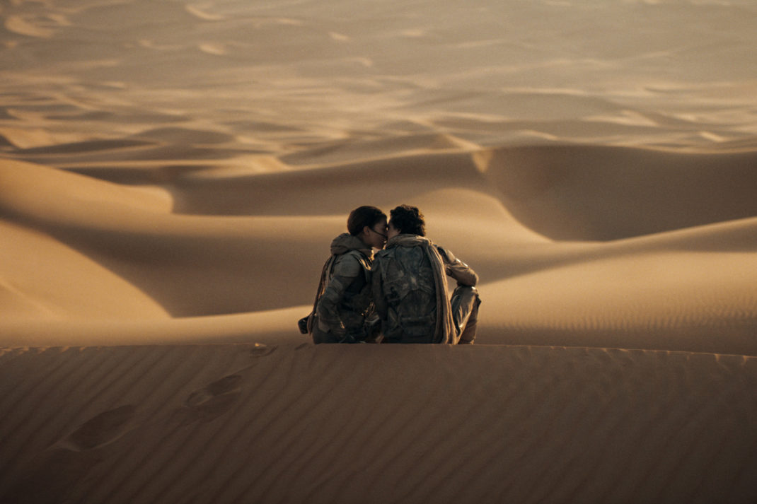 ZENDAYA as Chani and TIMOTHÉE CHALAMET as Paul Atreides. in Warner Bros. Pictures and Legendary Pictures’ action adventure DUNE: PART TWO