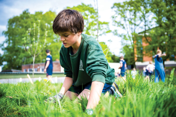 Shrewsbury School pupil gardening